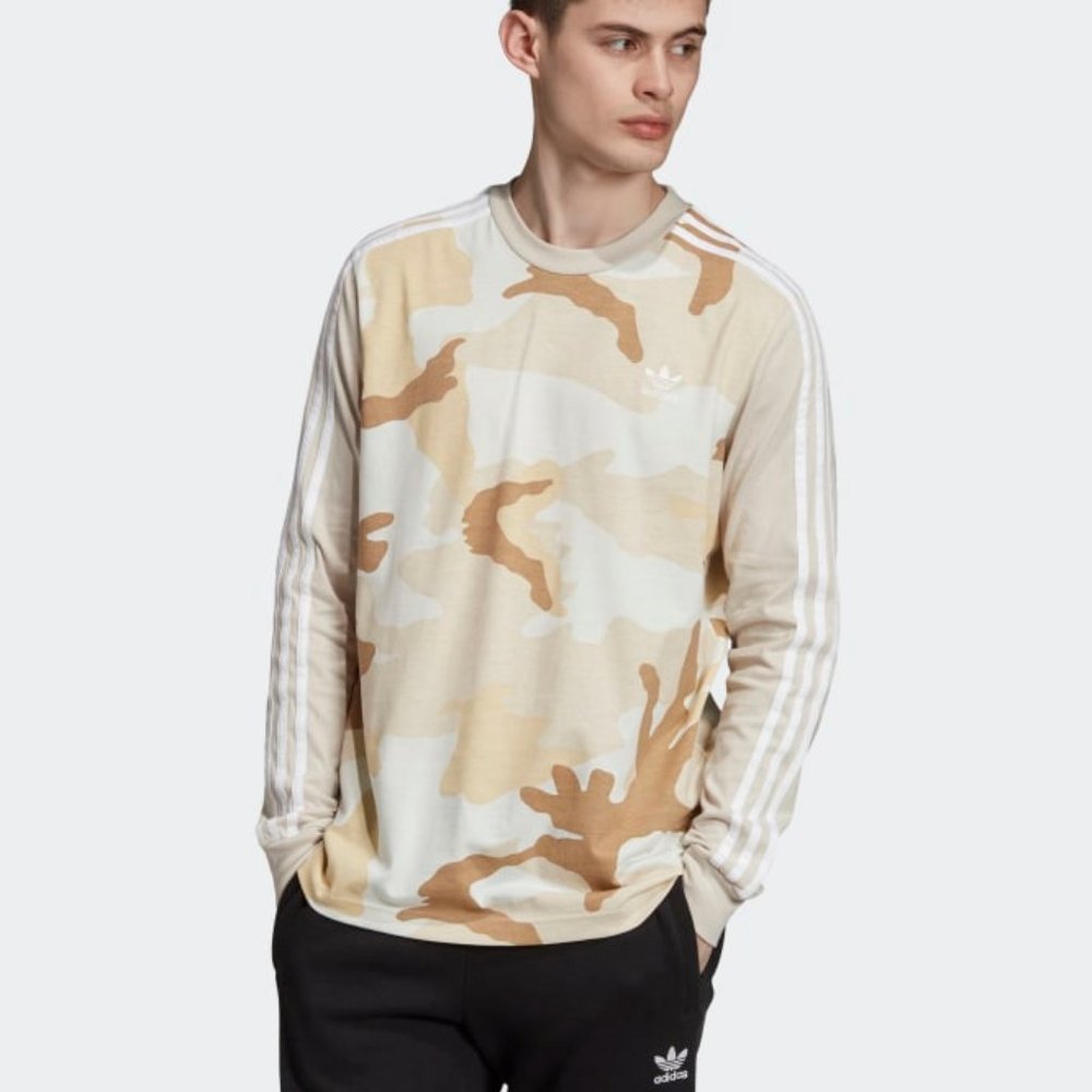 ADIDAS Camouflage Tee Long Sleeve Camo 3 Stripes